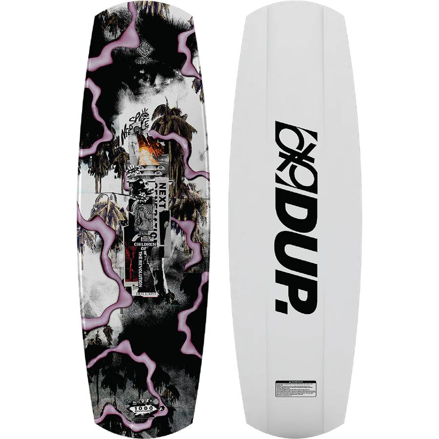 Schwarz-weißes Double Up Wakeboard "CHIL-V" Vorder- und Rückansicht