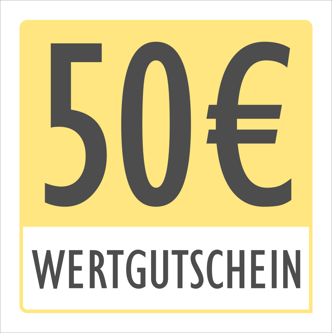 Grafik mit der Aufschrift "50€ WERTGUTSCHEIN"