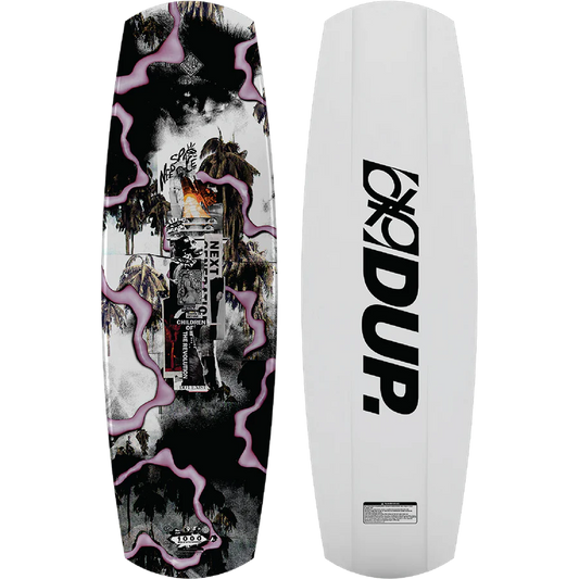 Schwarz-weißes Double Up Wakeboard "CHIL-V" Vorder- und Rückansicht
